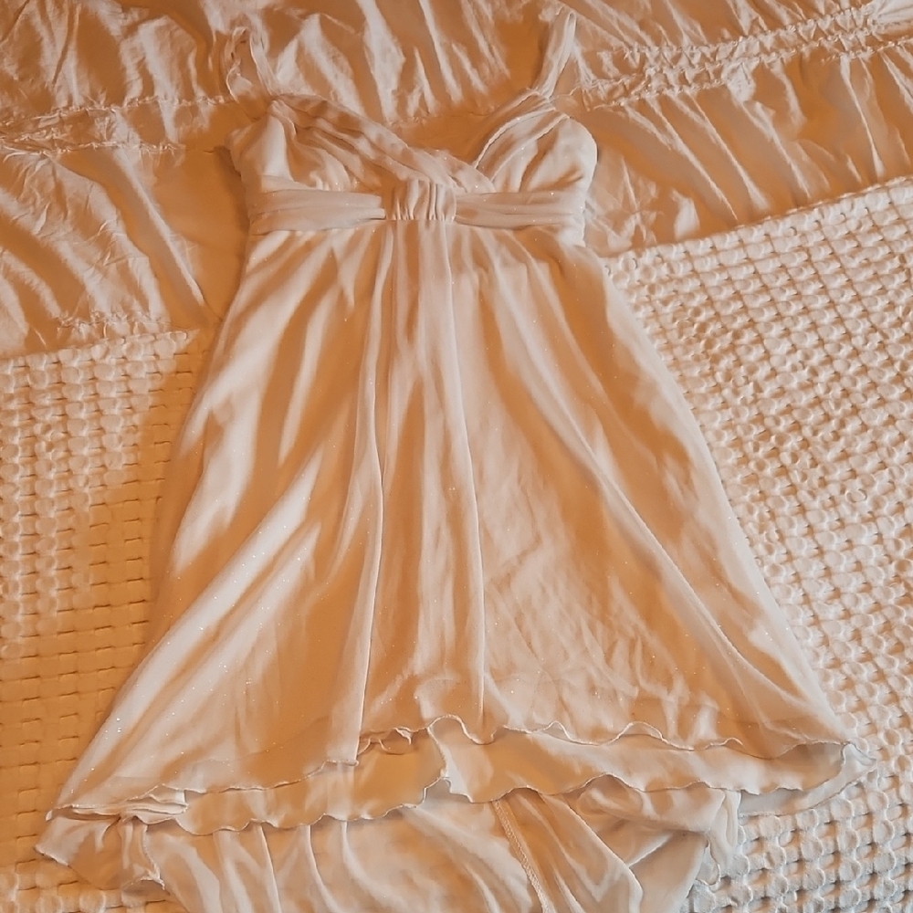 Y2k Sparkly Cream Hi-lo Dress Size Medium